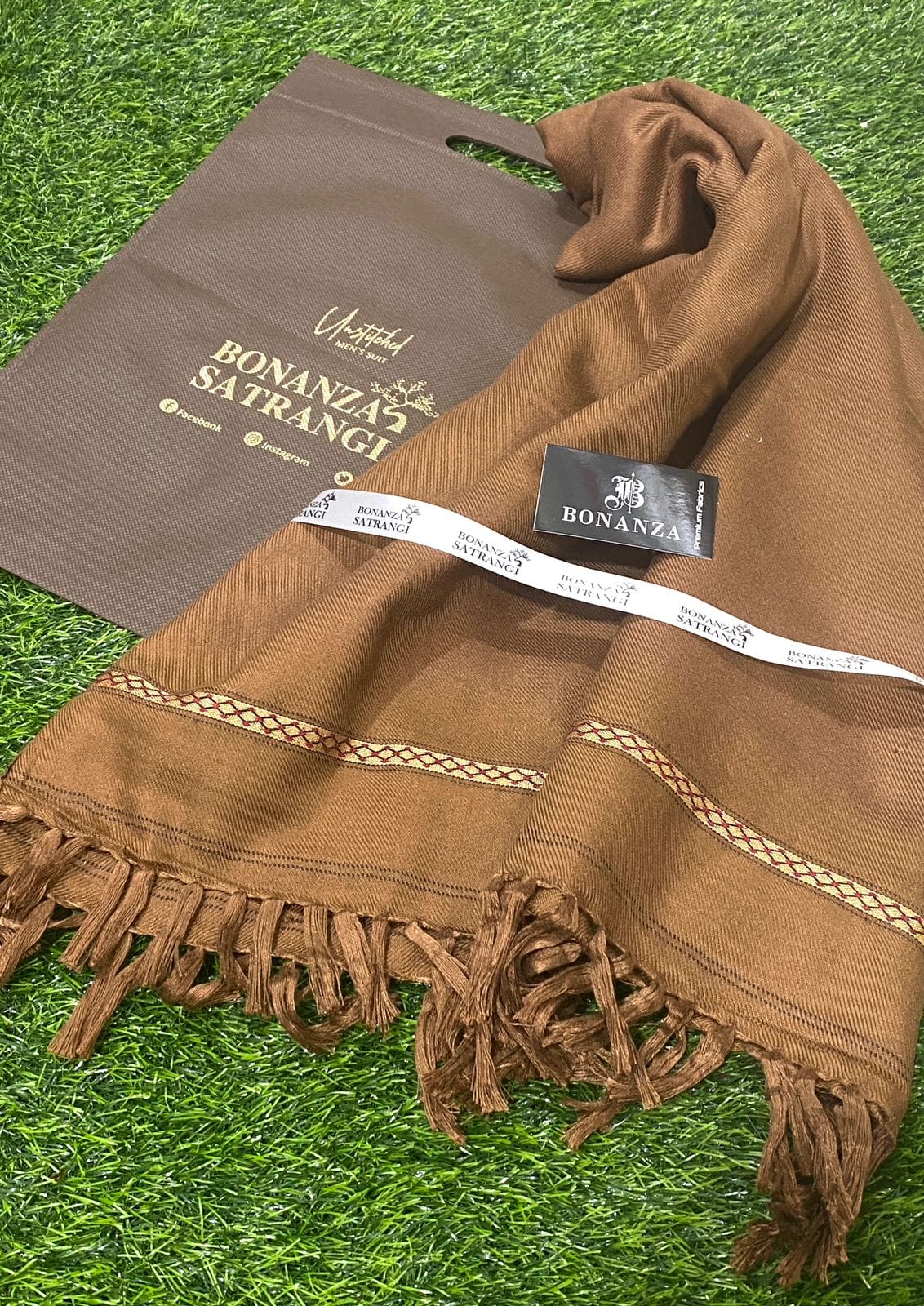 Bonanza satrangi Mens winter shawl mocha