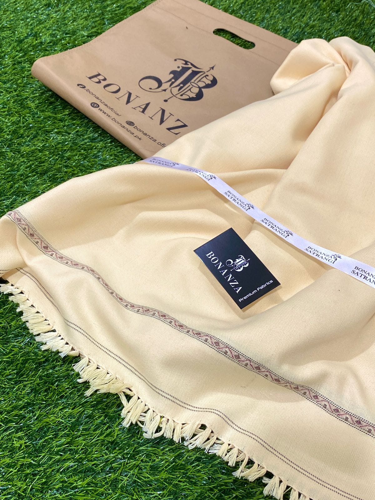 Bonanza satrangi Mens winter shawl cream