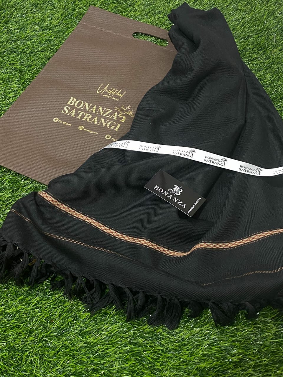 Bonanza satrangi Mens winter shawl black